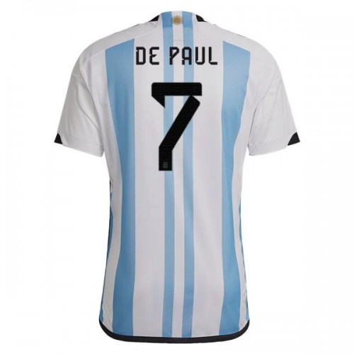 Argentina Rodrigo De Paul 7 VM 2022 Hemma Fotbollströjor Kortärmad